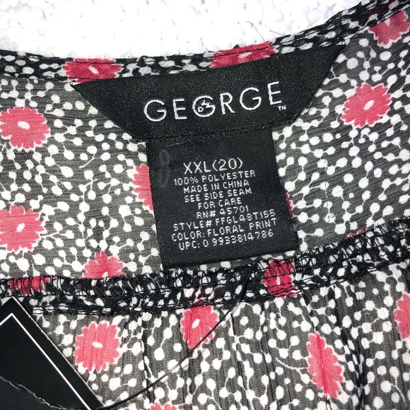 Floral tunic top size XXL red black white NWT 3/4 sleeve - Picture 9 of 13